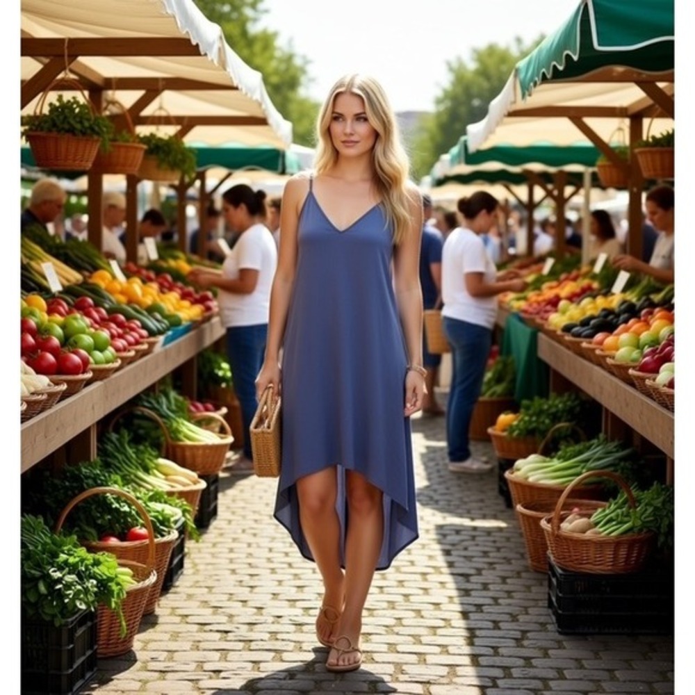 Lush hi‎ Low Dress Periwinkle Blue soft jersey material that wears well size M